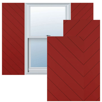 True Fit Diagonal Slat Modern Style Fixed Mount Shutters, 12"Wx27"H, Fire Red