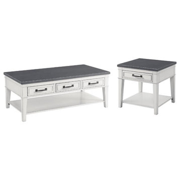 Home Square 2-Piece Set with Del Mar 3 Drawer Coffee Table & 1 Drawer End Table