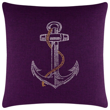 Sparkles Home Rhinestone Anchor Pillow - 20" - Purple