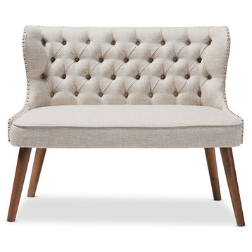 Scarlett Upholstered Accent Chair With Tuffting, 2-Seater, Light Beige