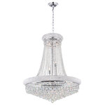 CWI Lighting - Empire 19 Light Down Chandelier With Chrome Finish - Effortlessly infuse elegance to your space with the Empire 19 Light Chandelier in Chrome. This down chandelier has a two Tiered frame construction embellished all over with clear crystals. This oversized lighting option has 19 candelabra bulbs ready to cast a softly glittering glow to your space.  Use this lighting option to enhance the mood in the living room or to make your dining space feel a little more luxe. Feel confident with your purchase and rest assured. This fixture comes with a one year warranty against manufacturers defects to give you peace of mind that your product will be in perfect condition.