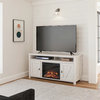 Tall Entertainment Center, Barn Doors and Center Electric Fireplace, Ivory Oak