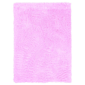 Faux Sheepskin Pink And Pink 3 X 5