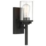 Designers Fountain - Designers Fountain 93301-BK Jedrek, 1 Light Wall Sconce, Black - Shade Included: Yes  Dimable: YJedrek 1 Light Wall  Black Clear GlassUL: Suitable for damp locations Energy Star Qualified: n/a ADA Certified: n/a  *Number of Lights: 1-*Wattage:60w Medium Base bulb(s) *Bulb Included:No *Bulb Type:Medium Base *Finish Type:Black