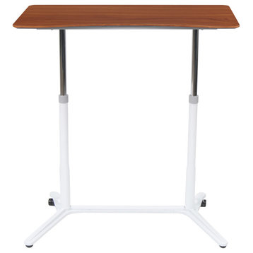 Sierra Adjustable Height Sit To Stand Up Desk, White and Cherry