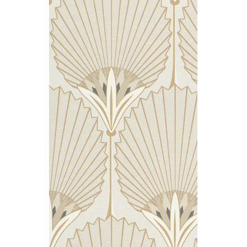 Bold Art Deco Fan Wallpaper, Beige, Sample