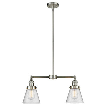 Innovations 2-LT Small Cone 22" Chandelier - Brushed Satin Nickel