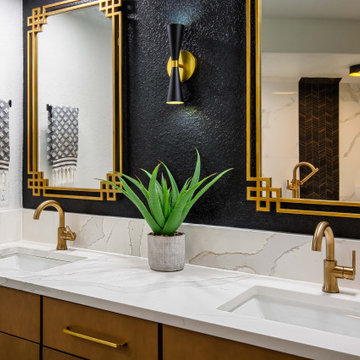 A Master Bathroom in Black and Gold