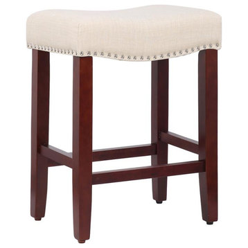 24" Upholstered Saddle Seat Counter Stool in Beige