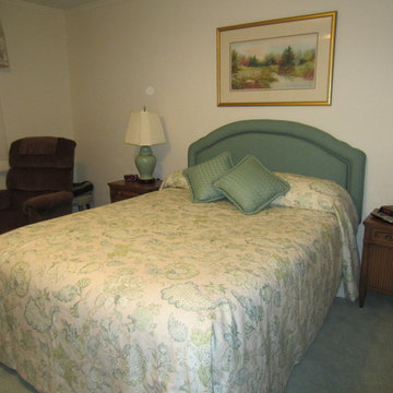 Custom Upholstered Headboard, Custom Unquilted Bedspread with Throw Pillows