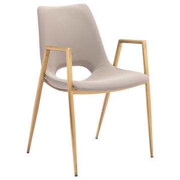 Desi Dining Chair, Set of 2 Beige/Gold