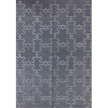 Gray Morrocan, Hand-Knotted, Wool Area, 6'1"x9'1"