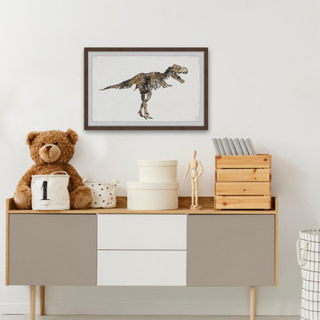 "T-Rex Skeleton" Framed Painting Print