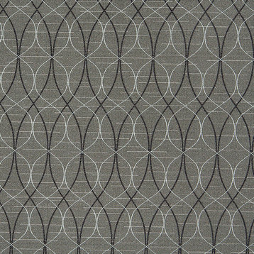 Grey, Black and Silver Contemporary Ovals Upholstery Fabric By The Yard