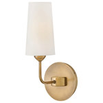 Hinkley - Hinkley 45000HB Lewis Single Light Sconce, Heritage Brass - Lewis offers traditional charm paired with updated, transitional elements. Tall natural paper shades feature fine stitching detail against a Heritage Brass or Black Oxide finish to enhance timeless interiors.