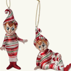 Peppermint Pixie Ornaments (Set Of 2) - Christmas Ornaments