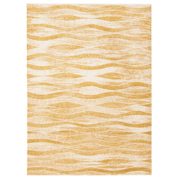 eCarpetGallery Abstract Area Rug, Indoor Carpet Ivory/Gold 3'11" x 5'7"