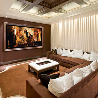 Inspiration for a mediterranean home theater remodel in Phoenix