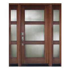 Wood and Glass Entry Door with Sidelights - Front Doors