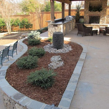 Freestanding Outdoor Kitchen with Gas Grill and Fireplace