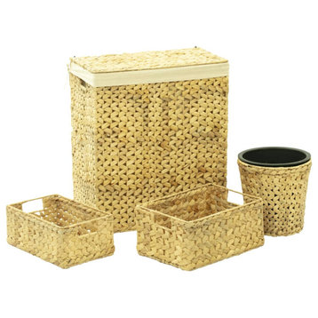 vidaXL Bathroom Set 4 Piece Storage Laundry Basket for Organizing Water Hyacinth