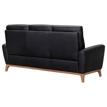 Armen Living Greyson 83" Upholstered Modern Leather Sofa in Black