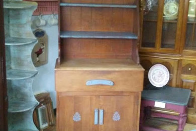 Primitive Farmhouse Hutch Two(2) Tone Painted Display Cabinet
