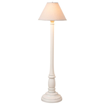 Irvins Country Tinware Brinton House Floor Lamp in Rustic White with Linen Fabr