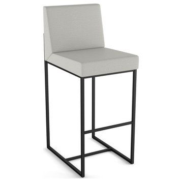 Amisco Derry Counter and Bar Stool, Light Grey Polyester / Black Metal, Counter Height