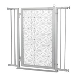 Fusion Gates - Fusion Gate with Linear Lace Design, Satin Nickel, 32"-36" - Dog Gates