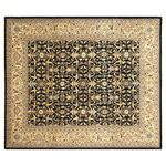 Bareens Designer Rugs - Kafkaz Ossie Black/Tan Area Rug, 8'2"x9'9" - The Transitional handmade rug follows an abstract pattern which exotically repeat like a continuous reflection. The intricate interlocking design with subtle use of color complemented with a saturated palette makes a fascinating focal point for any interior.