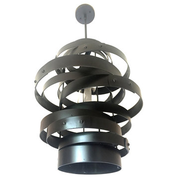 Vortex, wine barrel steel rings, metal hoops pendant light, c