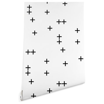 Deny Designs Little Arrow Design Co Cross on White Wallpaper, White, 2'x4'