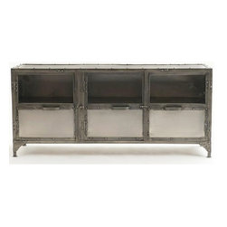 Industrial Antique Finish Metal Element TV Media Chest - Entertainment Centers And Tv Stands