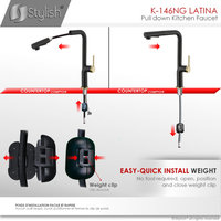 STYLISH Kitchen Sink Faucet Single Handle Pull Down Dual Mode Stainless Steel