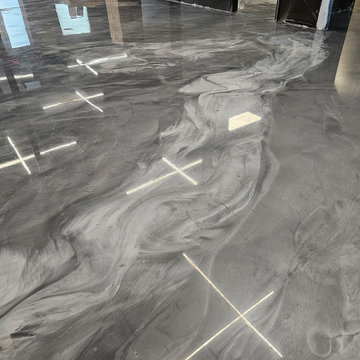 Silver and White Metallic Epoxy Floor