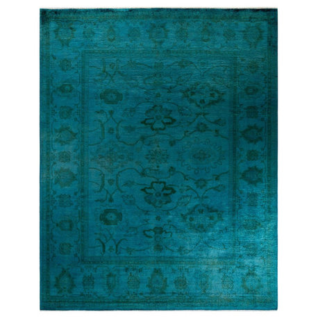 Vibrance, One-of-a-Kind Hand-Knotted Area Rug Blue, 8'1"x10'3"