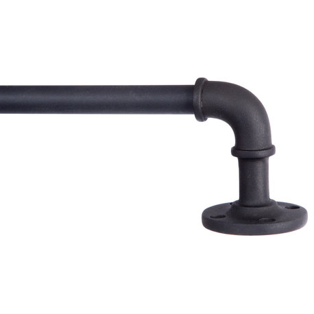 Kenney Adler 5/8" Indoor/Outdoor Rust-Resistant Wrap Around Curtain Rod, Black, 28-48"