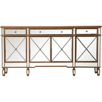 Credenza Sideboard Contemporary Brushed Steel Gold Mirror Solid W