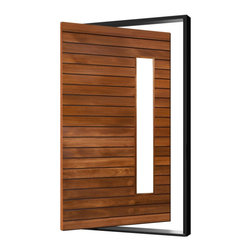 ELITE-PIVOT &ndash; PREHUNG WITH PIVOT MULTI HORIZONTAL PLANK WOOD EXTERIOR DOOR WITH VERTICAL LITE- LAMINATE GLASS (1-3/4&rdquo;) - Interior Doors