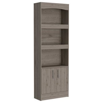 Durango 70-inch Tall Bookcase with 3 Shelves and 2-Door Cabinet, Light Grey