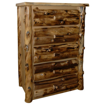 Rustic Aspen Log 5-Drawer Dresser