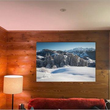 Simulation numérique : le paysage est incrusté dans la photo du salon sous Photo