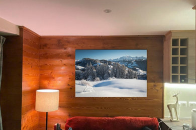 Idées déco pour un grand salon montagne.