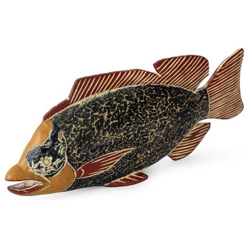 African Odaa Fish Wood Sculpture
