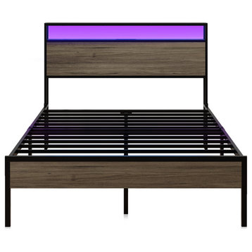 Metal Bed Frame -- FULL/ QUEEN Size, with/ without Drawers Under Bed, Grey, Full Size Bed Frame