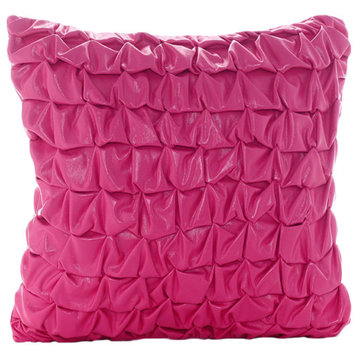 Metallic Knotted Pink Faux Leather 18x18 Pillow Covers Decorative, Pink Panther