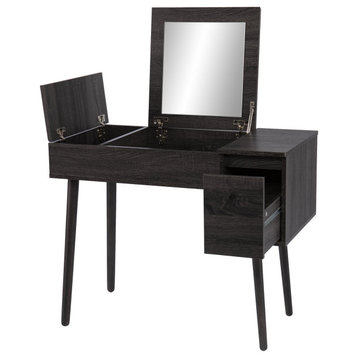 Multifunctional Vanity Table, Flip Up Mirror & Hidden Storage Compartment, Black