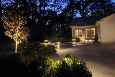 Elegant backyard stone patio photo in Chicago