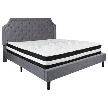 Brighton King Size Tufted Upholstered Platform Bed With Pocket Spring Mattress